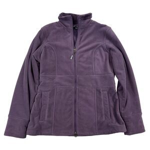 Eddie Bauer Purple Fleece PLUSH Lined Jacket Full Zip Size M Mock Neck Pockets